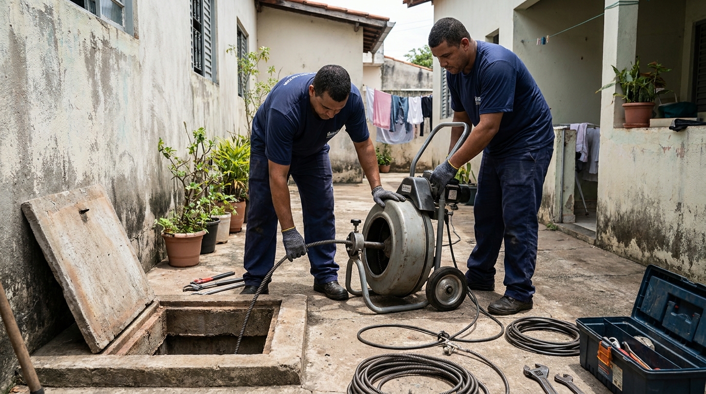 Desentupimento de Coluna Sanitária na Chapada, Ponta Grossa‑PR